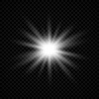 Light effect of lens flares. White glowing lights starburst effects with sparkles on a transparent background. Vector illustration