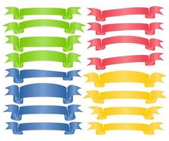 Set of Colorful Empty Ribbons And Banners with Curves. Ready for Your Text or Design. Isolated vector illustration.