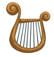 Greek musical instrument, golden lyra or harp vector