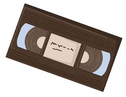 Video cassette, old school tape with film or clip vector