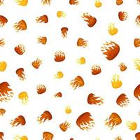 Seamless pattern with fire flame on white background. Vector illustration.