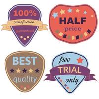 Set of Vector Badges with Ribbons. Web stickers and labels. Isolated vector illustration.