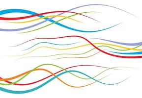 Set of abstract color curved lines. Wave design element. Vector illustration.