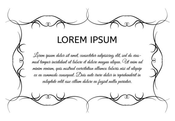 Decorative vintage horizontal frame with the place for your text in center. Vintage ornament greeting card template. Vector illustration.