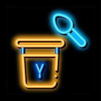yogurt with spoon neon glow icon illustration vector