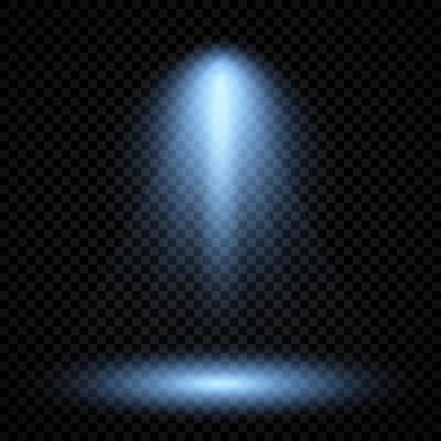 Cold blue lighting with spotlight. Scene illumination effects on a dark transparent background. Vector illustration