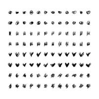 Set of doodle style various marker borders and strokes. Black hand drawn design elements on white background. Vector illustration