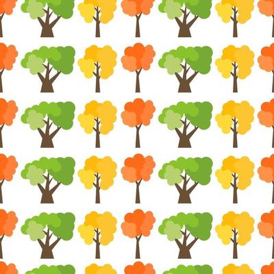 Seamless pattern from autumn trees. Autumn forest background. Vector illustration
