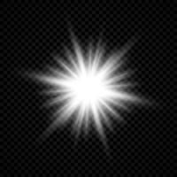 Light effect of lens flares. White glowing lights starburst effects with sparkles on a transparent background. Vector illustration
