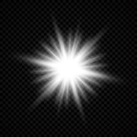 Light effect of lens flares. White glowing lights starburst effects with sparkles on a transparent background. Vector illustration