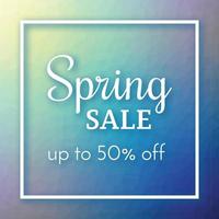 Spring sale banner and up to 50 off sign on colorful polygonal background. Vector illustration