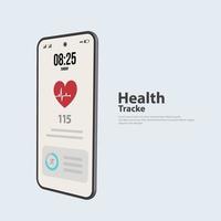 Fitness tracking app on mobile phone screen vector illustration flat cartoon style