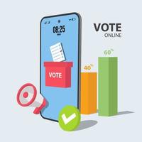 Flat vector concept voting online, selection internet system.