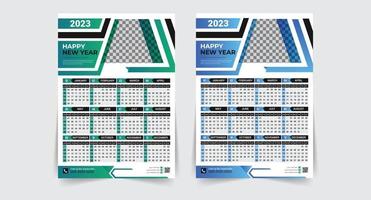 vector de plantilla de diseño de calendario de pared de año nuevo moderno 2023, plantilla de diseño de calendario creativo de alta calidad listo para imprimir