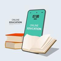 Digital Online Education Application learning world wide on phone, mobile website background vector