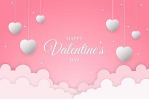 Valentines day background with heart in paper cut design vector