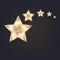 Set of flying golden stars a big star in the center on dark background, use as number one premium level. vector