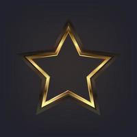 Shining golden star in vector style, gold star icon, symbol, mark and object. Gradient golden star shape on a dark background.