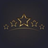 diseño vectorial de estrellas doradas, icono de estrella dorada preminm, símbolo, marca y objeto. forma de estrella dorada degradada sobre un fondo oscuro. vector