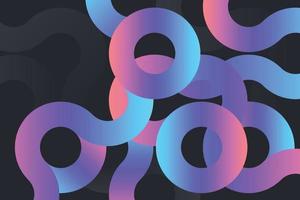 Vivid and bright liquid holographic gradient twisted lines and circles background vector