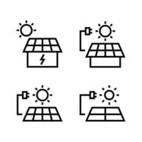 paquete de paneles solares conectados a una casa icono vector ilustración aislada