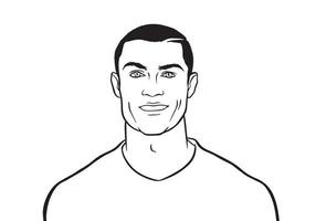 ilustración vectorial en blanco y negro del futbolista portugués cristiano ronaldo
