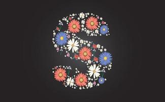 Latter logo S made of flowers vector