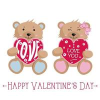 Valentine's Day Teddy bear Couple with Heart signage- Valentine's Day Vector Design