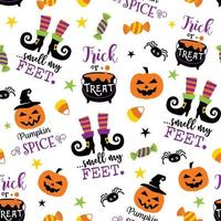 Seamless pattern of Halloween whimsical icons- Halloween Vector Illustration