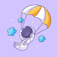 Astronaut is parachuting in the sky vector