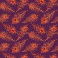 Seamless pattern of peacock feathers-Velvet violet peacock pattern design vector