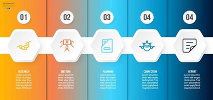 concepto de negocio de plantilla infográfica con paso. vector