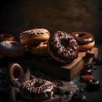 doughnuts on white background, perfect for advertising, packaging, menus, cookbooks. Highlighting texture and details, shot from above, high-res suitable for printing, posters, banners and more photo