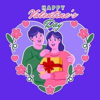 valentines day with romantic couple vector