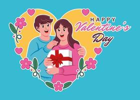 valentines day with romantic couple vector