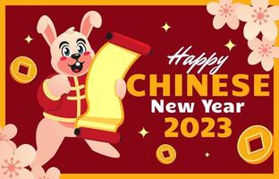 chinese new year celebration with rabbit vector