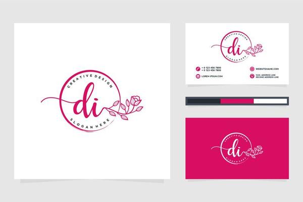 Initial DI Feminine logo collections and business card templat Premium Vector