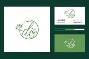 Initial DI Feminine logo collections and business card templat Premium Vector