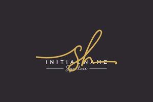 Initial SH signature logo template vector. Hand drawn Calligraphy lettering Vector illustration.