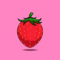 Cute strawberry cartoon.Free vector food isolated background.