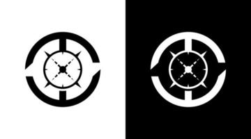 focus target logo minimalist black and white icon illustration style Designs templates vector