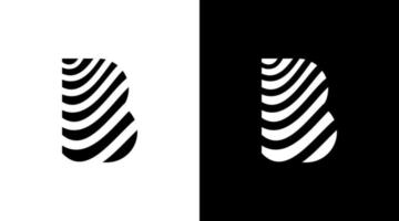 logotipo de empresa monograma b letra inicial rayas blanco y negro icono ilustración estilo diseños plantillas vector