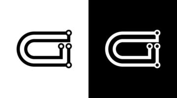 tecnología logo monograma g letra inicial blanco y negro icono ilustración estilo diseños plantillas vector