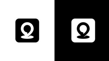 aplicaciones logotipo monograma ubicación punto blanco y negro icono ilustración diseños plantillas vector