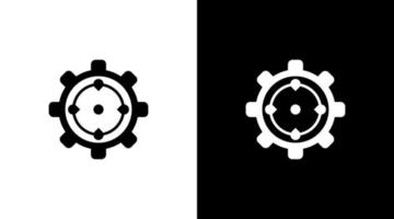 technology gear and target logo black and white icon illustration style Designs templates vector