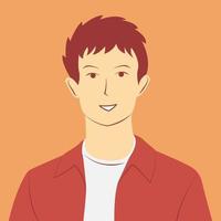 Portrait of smiling young redhead in flat illustration in soft colors. Confident man avatar vector
