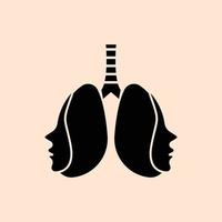 human lung and face combination vector logo icon.