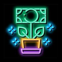 money tree in pot neon glow icon illustration vector