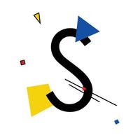 Capital letter S  made up of simple geometric shapes, in Suprematism style vector