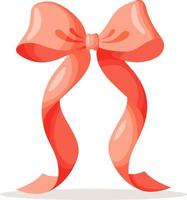 Color cute bow. Gift and birthday decorative red ribbon. Vector flat graphic cartoon illustration design.